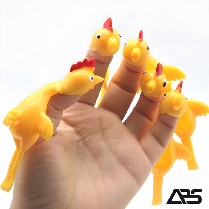 ABS - Mainan Ayam Karet Jepret Nempel Dinding Ketapel Ayam Karet Terbang Finger Toy