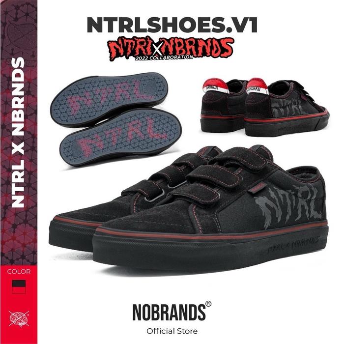 Nobrands X NTRL All Black Lis Merah || Sepatu 100% Original || Sepatu Lokal Murah