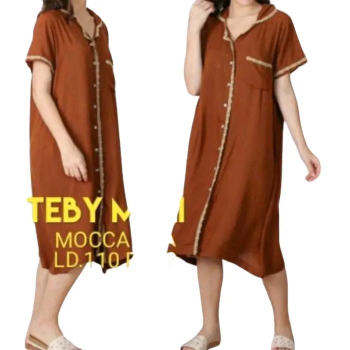 Daster Arab Teby Mali - Tunik Polos Renda Busui Rayon Soft
