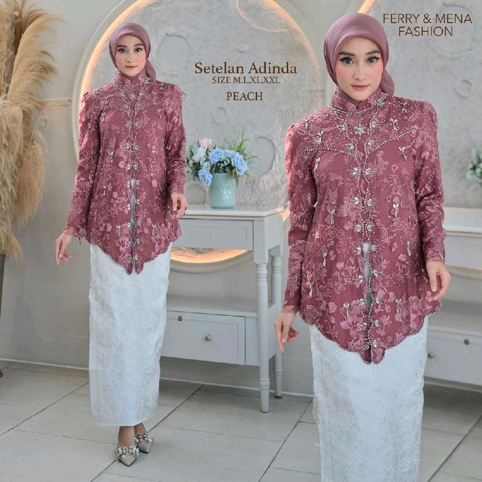 Ferry & Mena Fashion Setelan Adinda Payet Tuton Peach Size M L XL XXL untuk Wanita