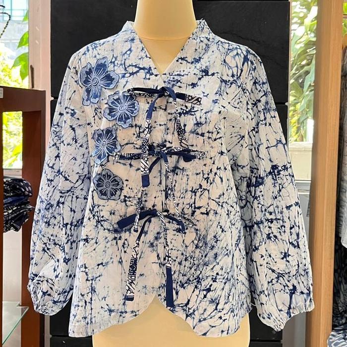 Blouse tuwuh biru atasan wanita