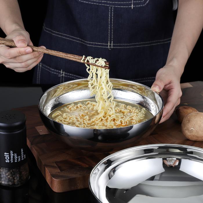 Japanese Ramen Bowl Stainless Steel Double Bowl Household Salad Bowl