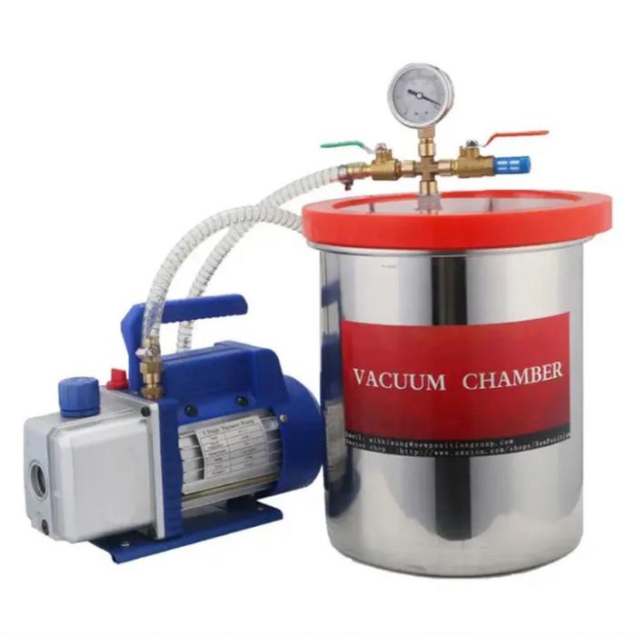 Vacuum Chamber 9 galon (34 L) + Vacuum Pump 1 hp