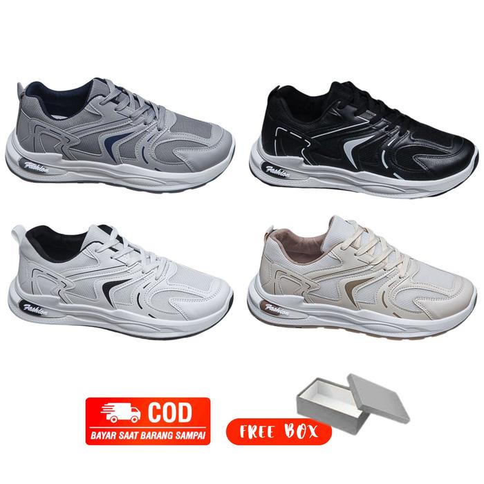EXITO Justin Sepatu Sneakers Pria Import Running Shoes Kasual Casual Hitam Olahraga Sport Karet MARS