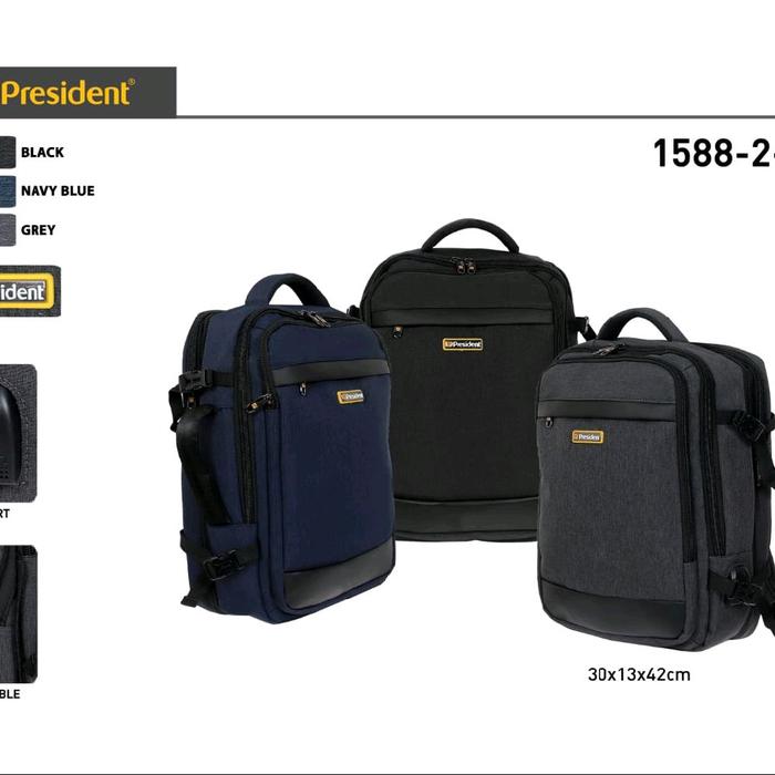 TAS RANSEL LAPTOP 3IN1 1588-26 BACKPACK PRESIDENT USB ORIGINAL|TAS RANSEL PRESIDENT |TAS LAPTOP PRES