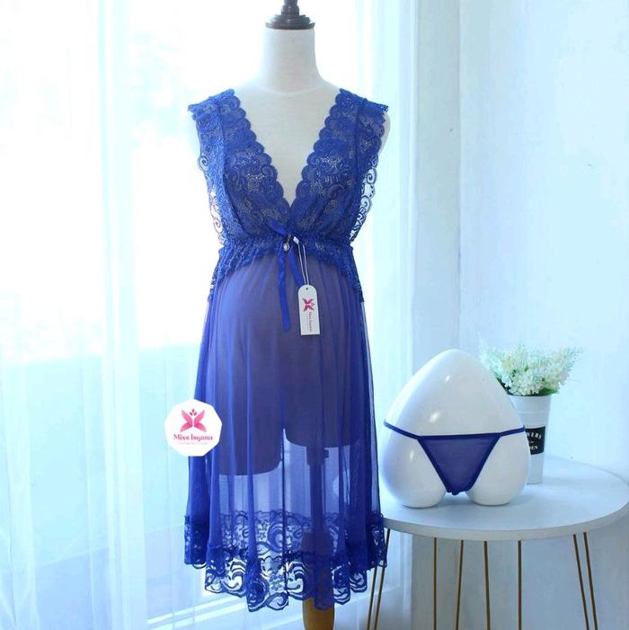 Miss Isyana | Lingerie Transparan Jumbo Free Gstring BST20 Lingerir V Neck Seksi Khusus Depan Suami 