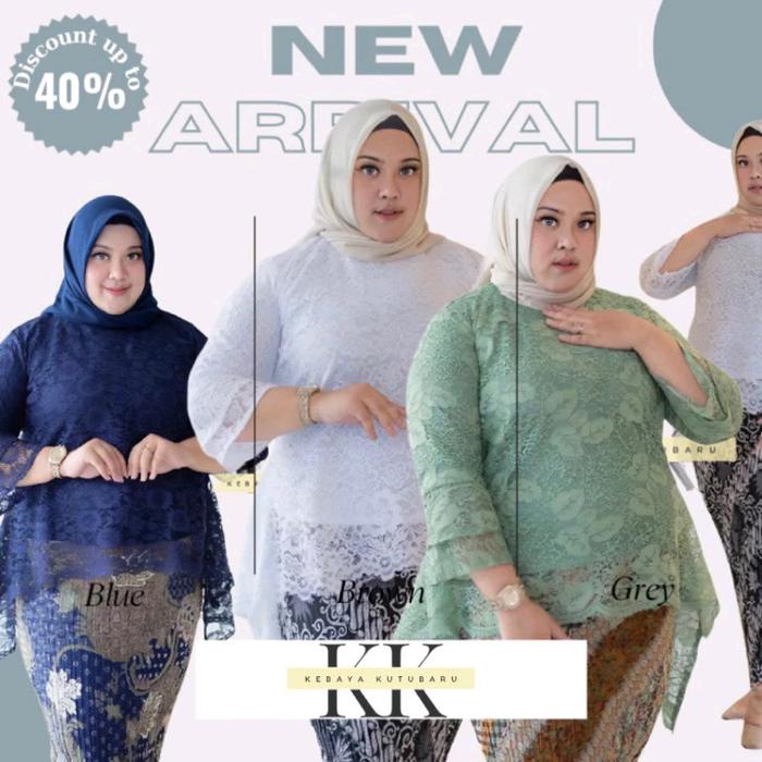 Set Kebaya Rinjani Jumbo Plus Rok Plisket/Oneset Kebaya Ukuran Besar LD 130 - Kebaya Brukat dengan F