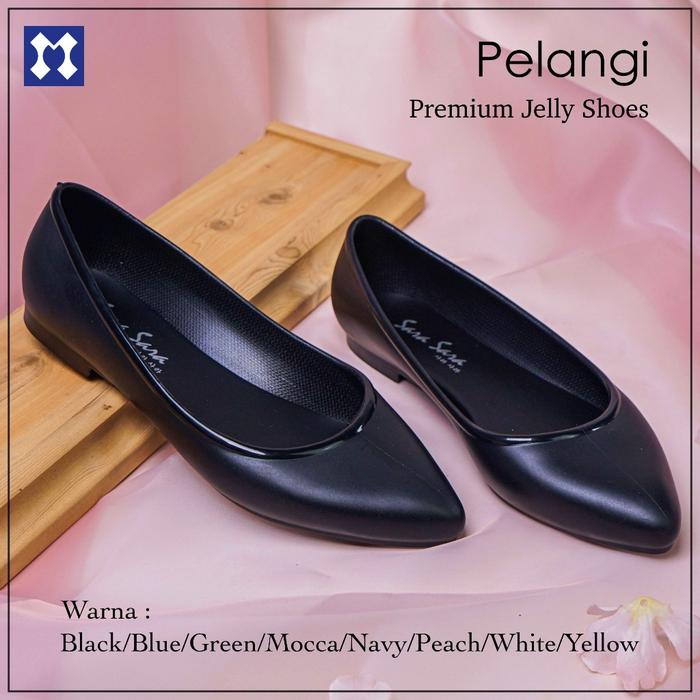 Sara Sara PELANGI Sepatu Jelly Wanita Sepatu Flat Shoes Slip On Ujung Lancip Sepatu Kerja Casual Ant