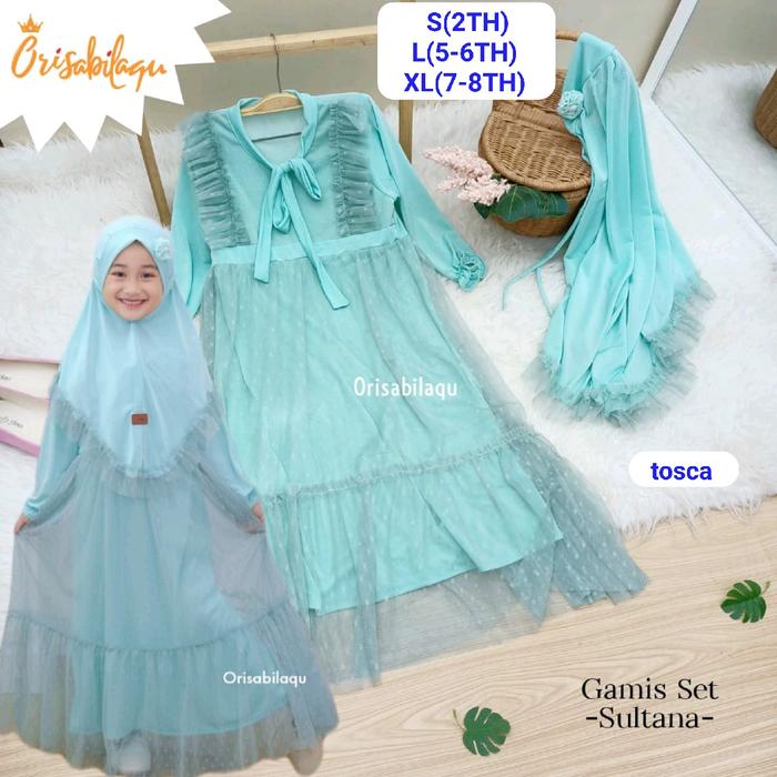 gamis tutu sultana by sabiila gamis set hijab gamis lebaran mewah 2-8th Anak Baju Muslim Nyaman Panj