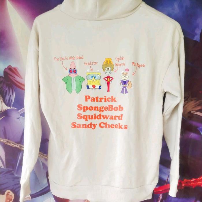 SpongeBob Justice League Art Official Cartoon Youth Hoodie Jaket Remaja Cewek Original Second Japan 