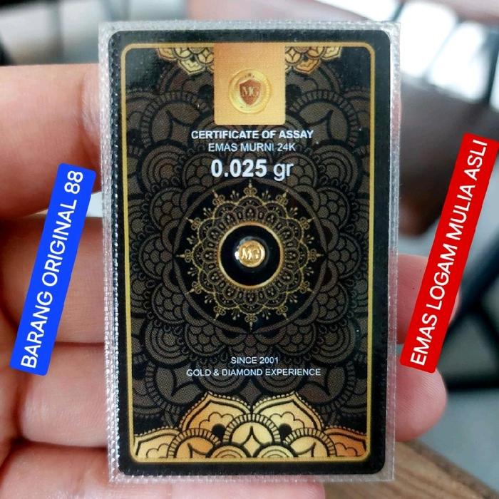 EMAS 0.025 GRAM ASLI MINIGOLD ORIGINAL TOKO EMAS PERAK JAKARTA BUKA 24 JAM 0 . 0 2 5 GR DIJAMIN FINE