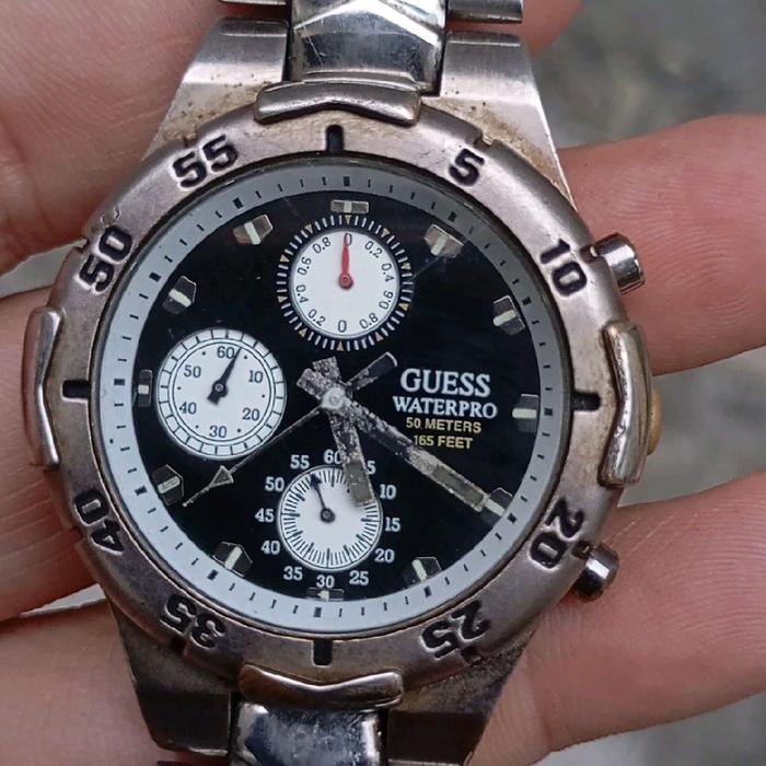 jam tangan guess waterpro chronograph diver style second preloved original