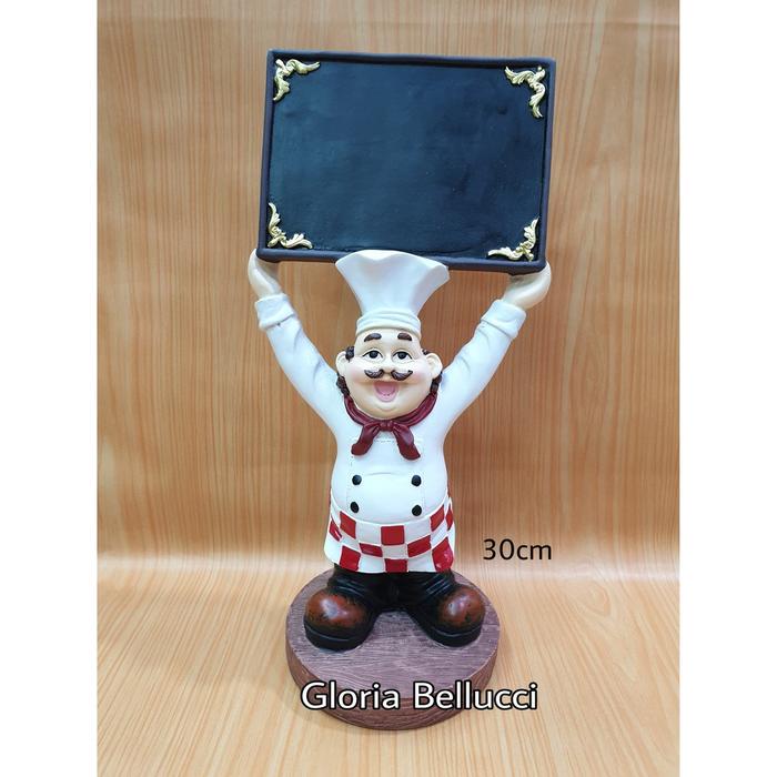 patung pajangan koki papan menu chef cafe restoran bakery
