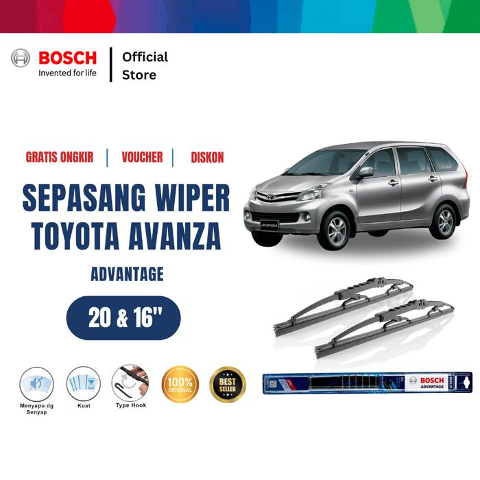 Bosch Wiper Kaca Mobil Toyota Avanza 2004-2012 Advantage 16 dan 20 Inci - 2 Pcs