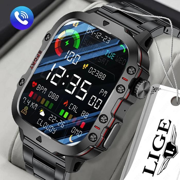 LIGE New Smart Watch 1.96 Inch Screen 420 MAh Bluetooth Call Voice