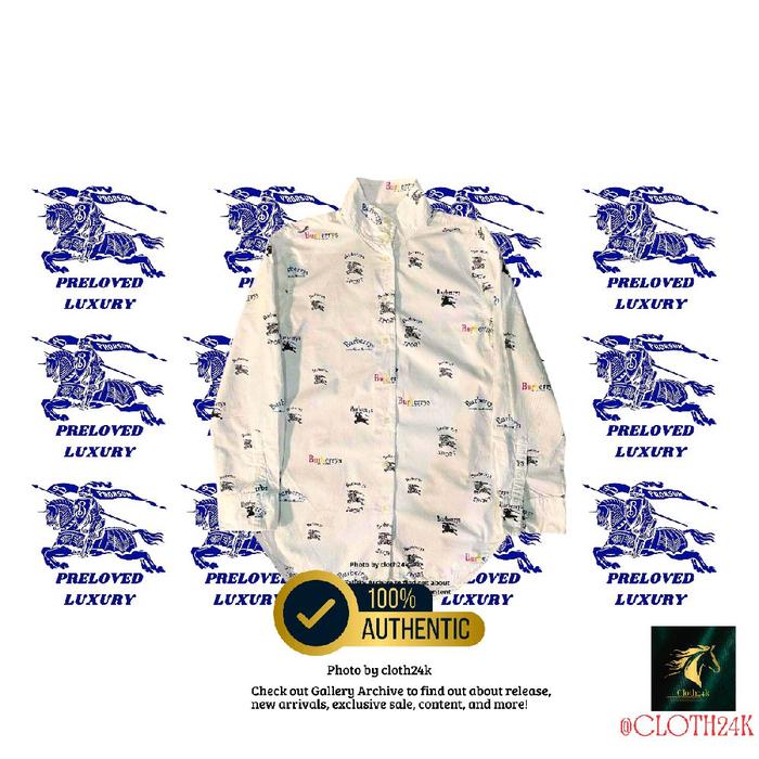 prelovedburberry kemeja lengan panjang rere BURB**RY nova check vintage 90s uk m mulus second thrift