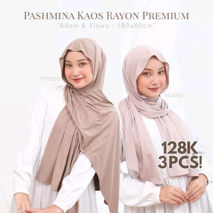 Pasmina Kaos Rayon Premium Warna Nudist Mocca Dark Grey Bata Kualitas Terbaik Untuk Tampilan Elegan 