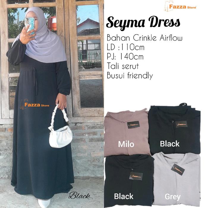 SEYMA DRESS Cringkle Airflow polos Muslim Crinkle Wanita Maxi