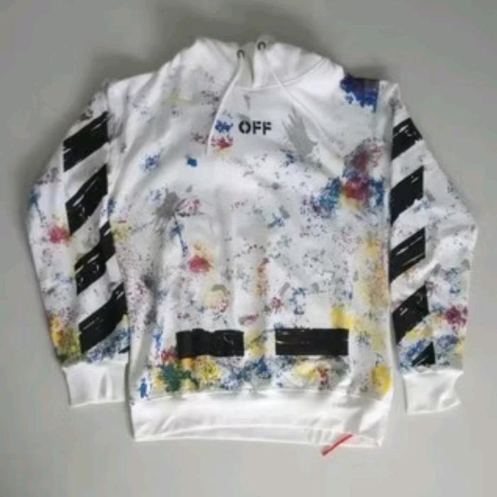 sweater hoodie zipper off white galaxy putih authentic premium FullTag&LEBEL KODE-81