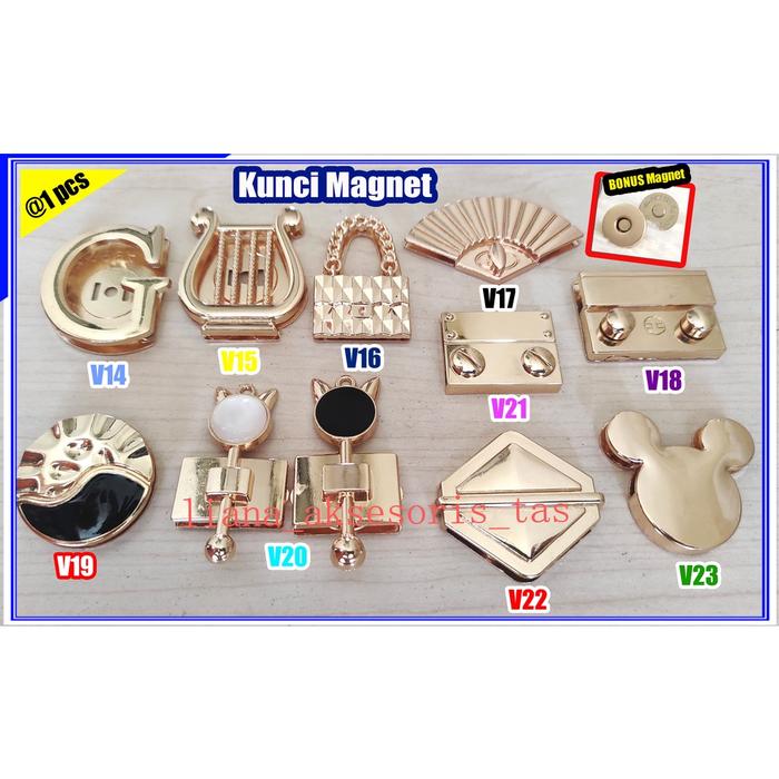 AKSESORIS TAS WANITA KANCING MAGNET TAS - KUNCI TAS MAGNET - KUNCI MAGNET TAS IMPOR (@1 PCS) VARIASI