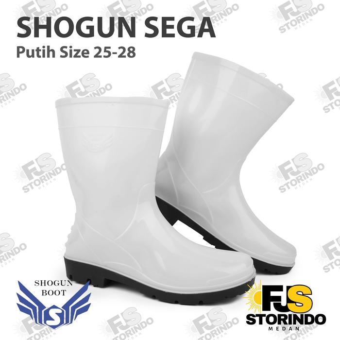 Sepatu Boot Pendek SHOGUN SEGA Putih Boots Karet Lokal Ringan Nyaman Anti Slip Perairan Perikanan Me