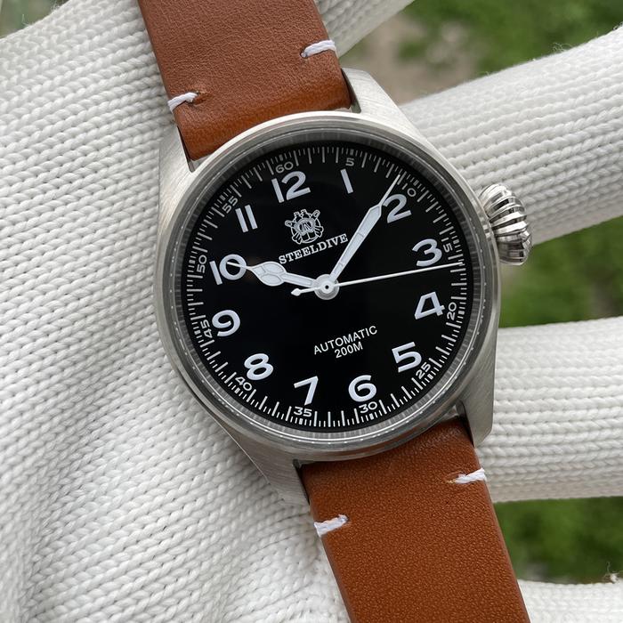 STEELDIVE SD1928M 10MM Big Crown Automatic Mechanical Pilot Sapphire