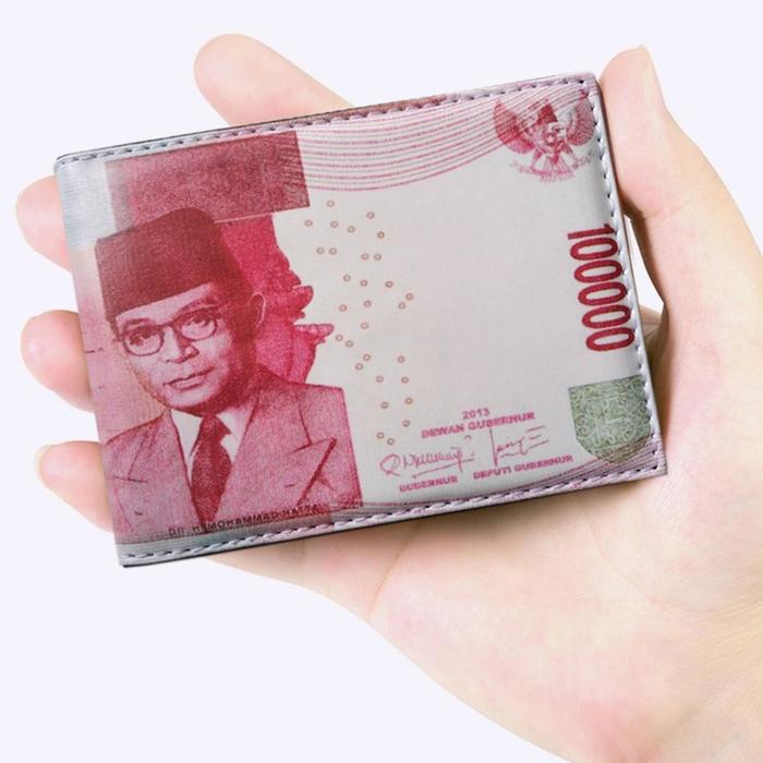 [JURAGAN TAS] REAL PIC Dompet Pria Motif DUIT Dompet Pendek Gambar Uang 100.000 75.000 50.000 Size 5