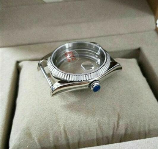 Silver Vintage Stye 36Mm Steel Date Just Fluted Bezel Sapphire_Glass Watch Case Eta 2824 Movement
