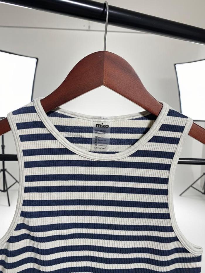 Mikofashion - Mikofashion - Atasan Wanita Crop Top Tanktop Motif Salur Tanpa Lengan Casual / Bahan K