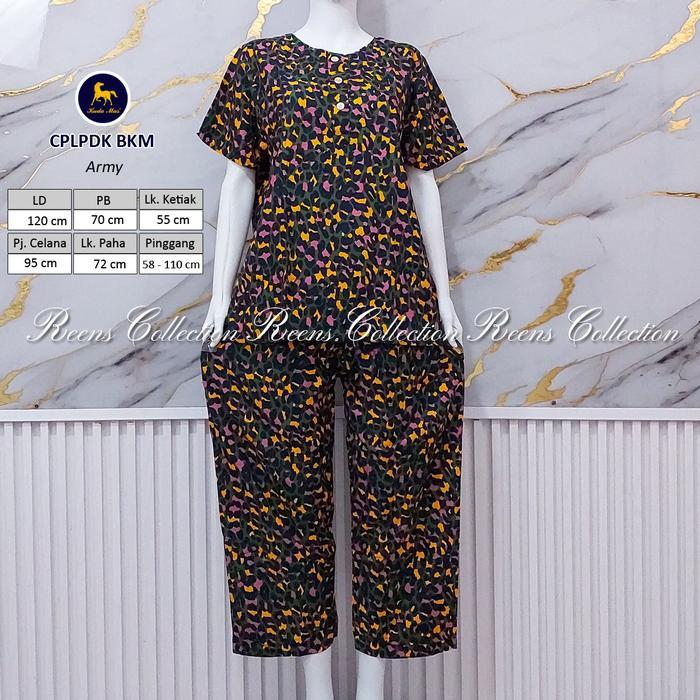 Batik Kuda Mas Setelan Cplpdk | Piyama Wanita Celana Panjang Lengan Pendek 3 Kancing Depan