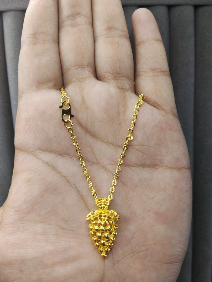 kalung liontin anggur replika emas