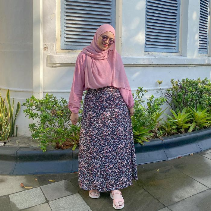 Sheraa.Id | Rok Jumbo Floral Skirt Jumbo Muat Bb 70-95 Kg | Rok Panjang Wanita A-Line Motif Bunga De