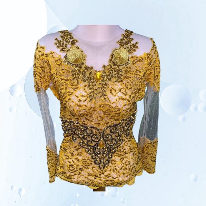 Kebaya sinden kuning kunyit Pesta Baju Kondangan Dewasa Atasan Cantik Dress Wisuda Wanita Batik Panj