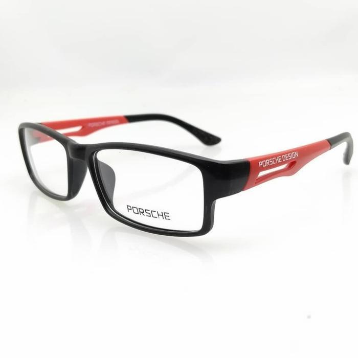 Kacamata Baca Pria Frame Porsche Design 837 Lensa Anti Radiasi Warna Hitam Merah Ukuran +100 untuk H