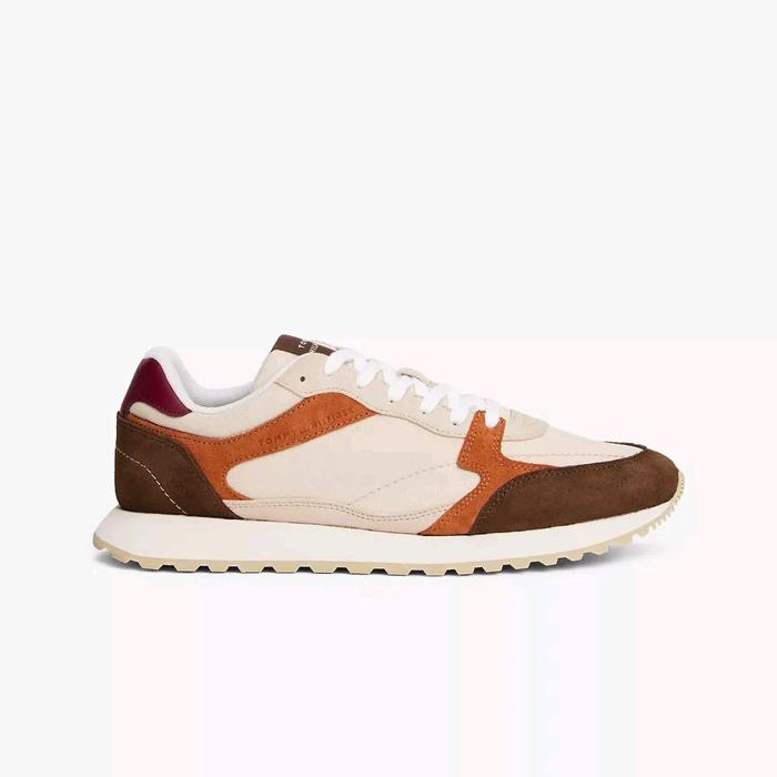 Tommy Hilfiger - Mixed-Texture Suede Sneaker Original Sepatu Kasual Pria