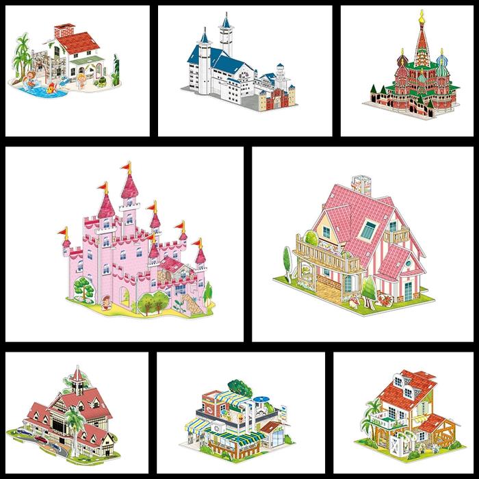 Puzzle mainan-DIY Mainan puzzle 3D edukasi anak 3D Jigsaw puzzle Mainan teka-teki rumah