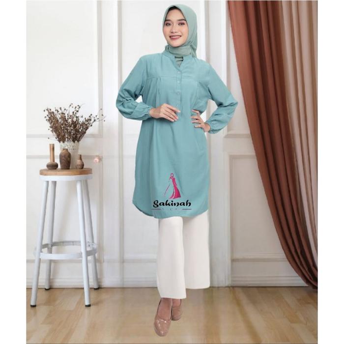Ready- Tunik Polos Viscose Jumbo Hijau Wardah T1861K