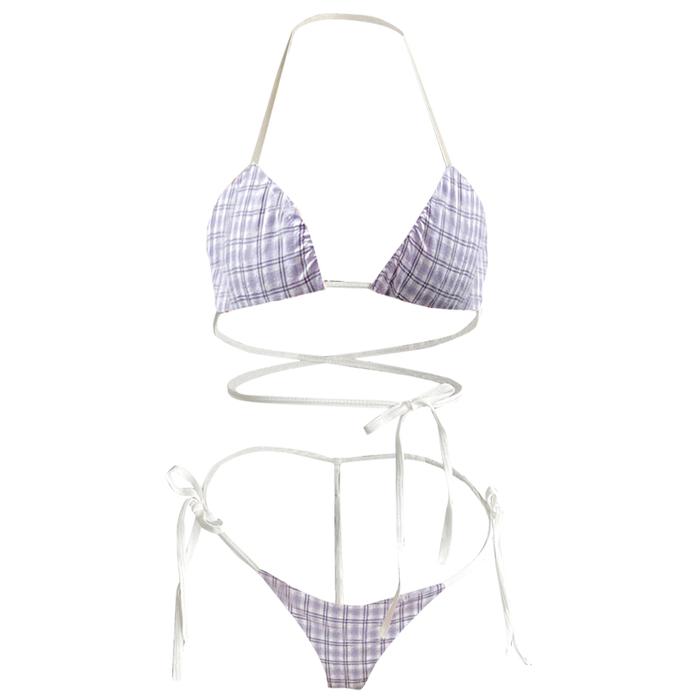 Lingerie Wanita Set Transparan Motif Tali Bra G String Bikin Malan B022 Tidur BH
