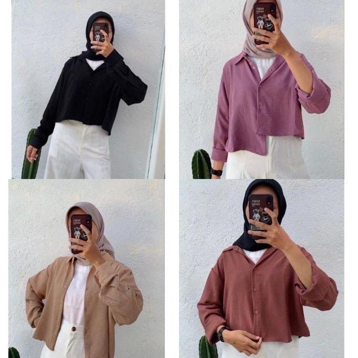 Hanin Crop Kemeja Atasan Crop