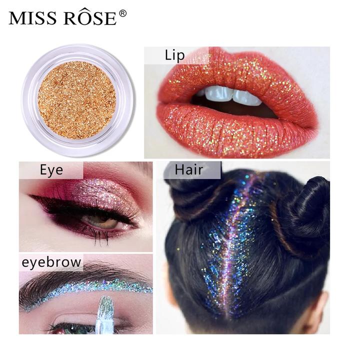 MISS ROSE Single Colour Pearl Diamond Super Glitter Eyeshadow Gel Make-up High lighter Pigment Shiny