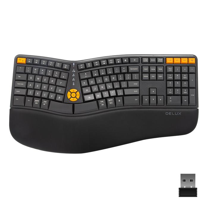 DELUX GM905DB Bluetooth Split Keyboard 2.4G Wireless Ergonomic