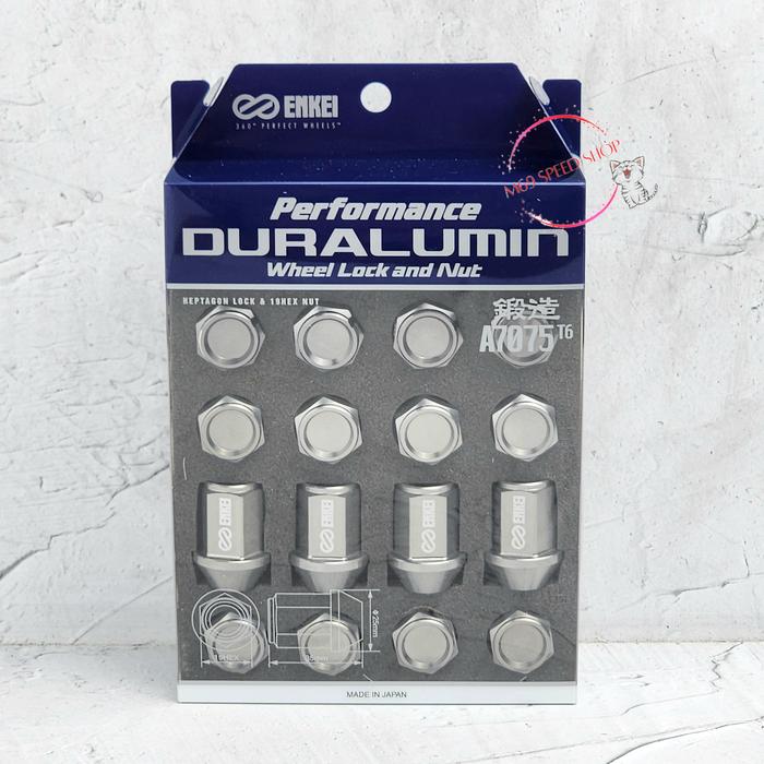 ENKEI Duralumin Wheel Lock Nut M12 x 1.5/1.25 Silver / Baut Lugnut Enkei Original / Mur Roda Enkei S