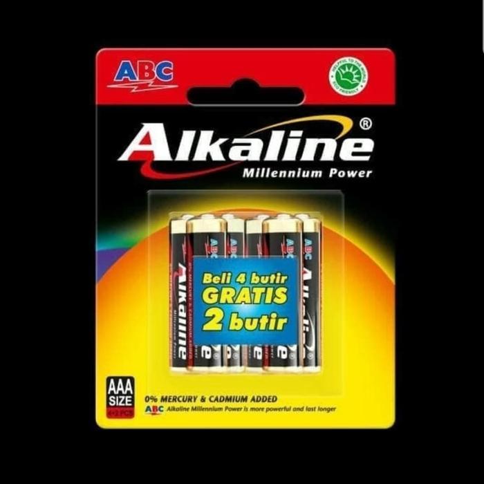 BATERAI ABC ALKALINE AAA/A3| BATTERY ALKALINE AAA - 6 PCS ORIGINAL JAM DINDING