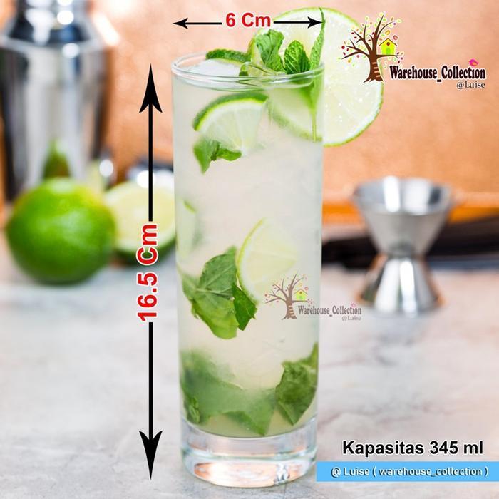 (4 pcs )Gelas Kaca Bamboo Citinova // Gelas Panjang // Gelas Susu //Gelas Minum//GELAS CAFE