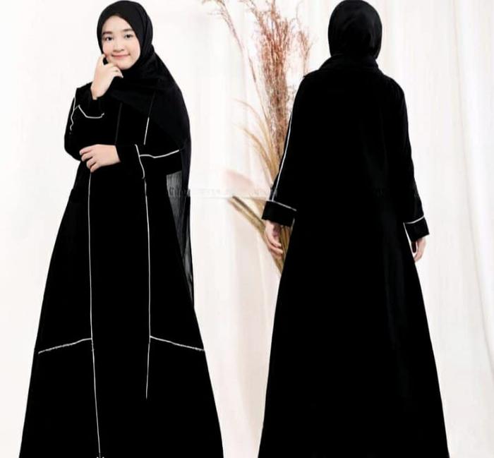 RZ~ GAMIS ABAYA REMAJA LIST BAL | BAHAN JETBLACK TERLARIS 2025 | SIZE S M L XL 2025 Muslim Hitam Wan