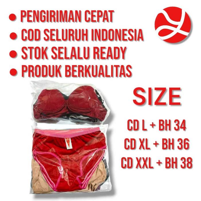 Paket Meriah 1Lusin BH + 1Lusin CD Paket 1Lusin Bra BH Busa Cup + 1Lusin Celana Dalam Wanita