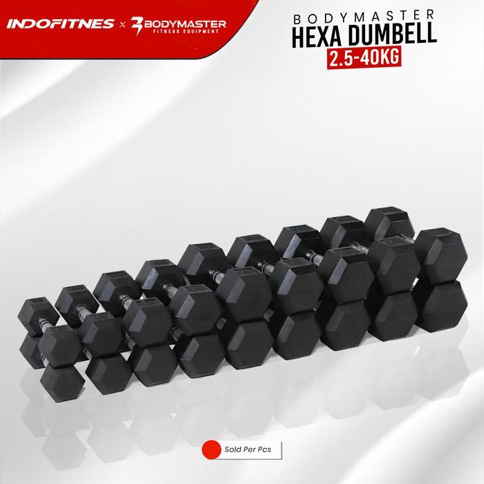promo - bodymaster dumbell fix hex rubber set 2,5 - 40kg | barbel hexa karet