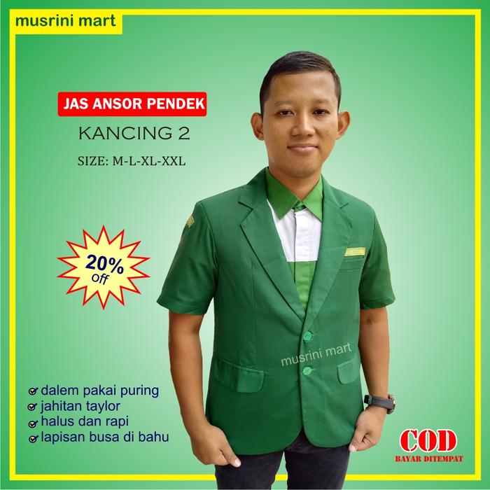 Jas Ansor Pendek Kancing 2 Jas Resmi GP Ansor Banser Jahitan Taylor Halus Rapi Premium Quality Musri