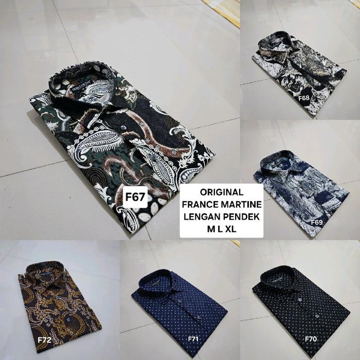 KEMEJA PRIA PENDEK KATUN FRANCE MARTINE SIZE M L XL