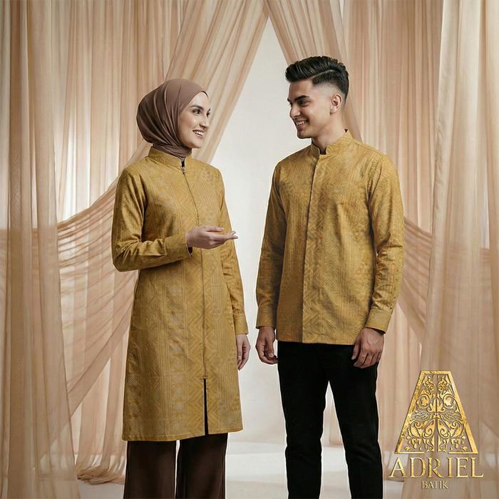 KOKO FAHMI BATIK TULIS PREMIUM - Kemeja Tunik Batik Kuning Premium Solo Murah Regulerfit Lengan Panj